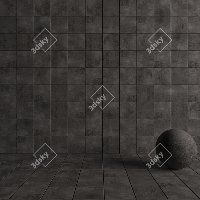 BLACK ARES Concrete Wall Tiles 3D model image 4