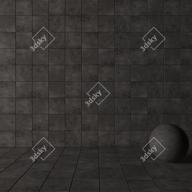 Black Ares Concrete Wall Tiles (Set of 3) 3D model image 3