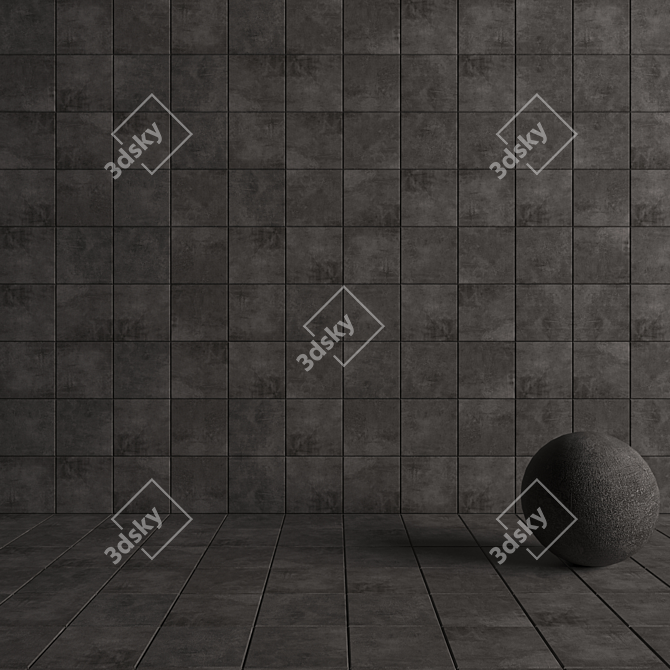 Black Ares Concrete Wall Tiles (Set of 3) 3D model image 4