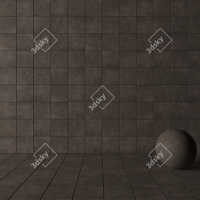 Ares Brown Concrete Wall Tiles Set 3D model image 3