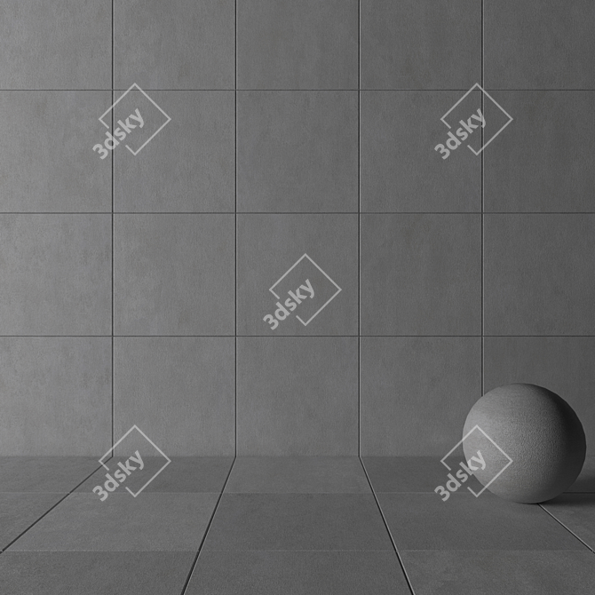 Savoy Gray Concrete Wall Tiles: Modern Multi-Texture Collection 3D model image 3