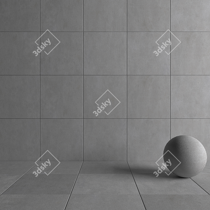 Savoy Gray Concrete Wall Tiles: Modern Multi-Texture Collection 3D model image 4