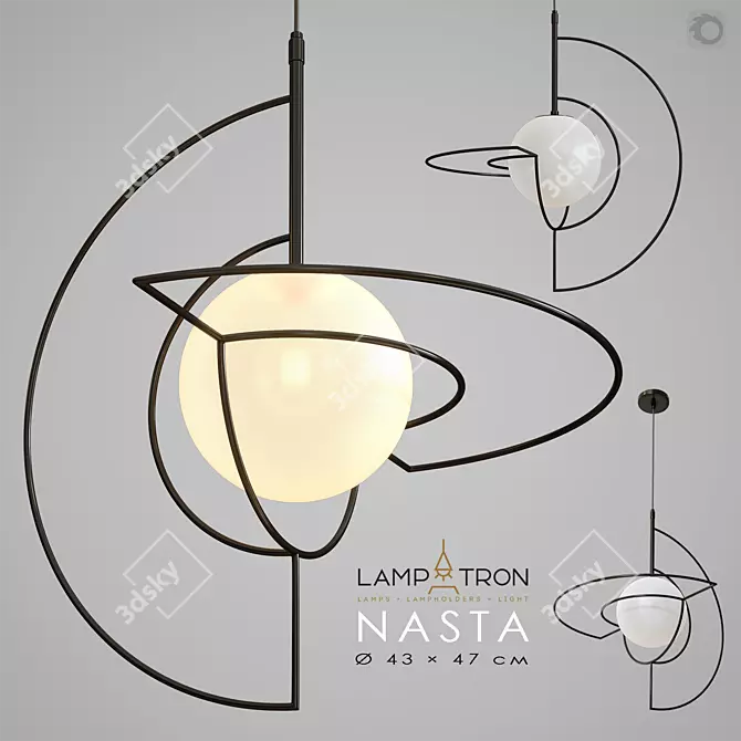 Title: Sleek Black Pendant Lamp - NASTA 3D model image 1