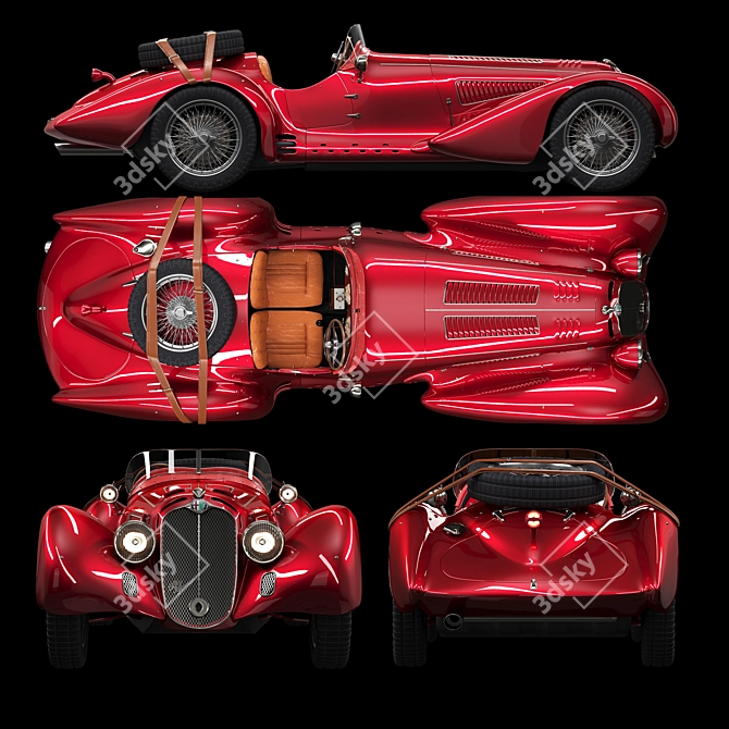 Vintage Alfa Romeo Roadster 3D model image 3