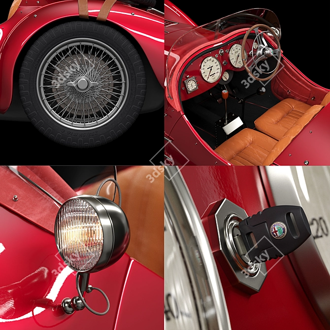 Vintage Alfa Romeo Roadster 3D model image 4