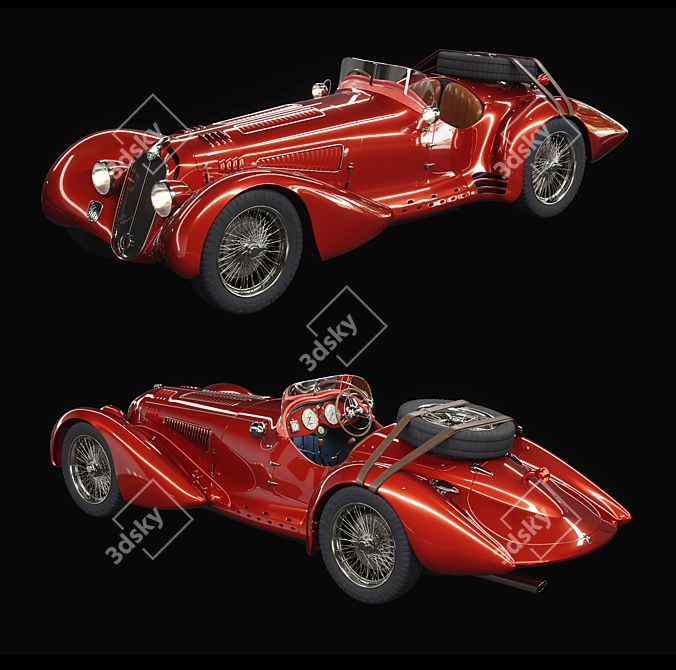 Vintage Alfa Romeo Roadster 3D model image 6