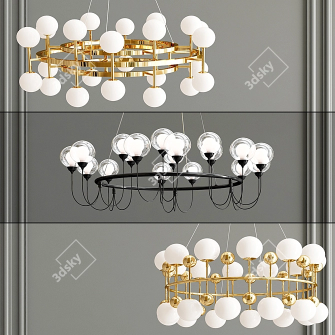 Bremen Glass Chandelier  Elegant Lighting Solution

Milk Bubble Ring Chandelier  Stylish and Modern

Asmund Metal and Glass Chandelier  3D model image 1