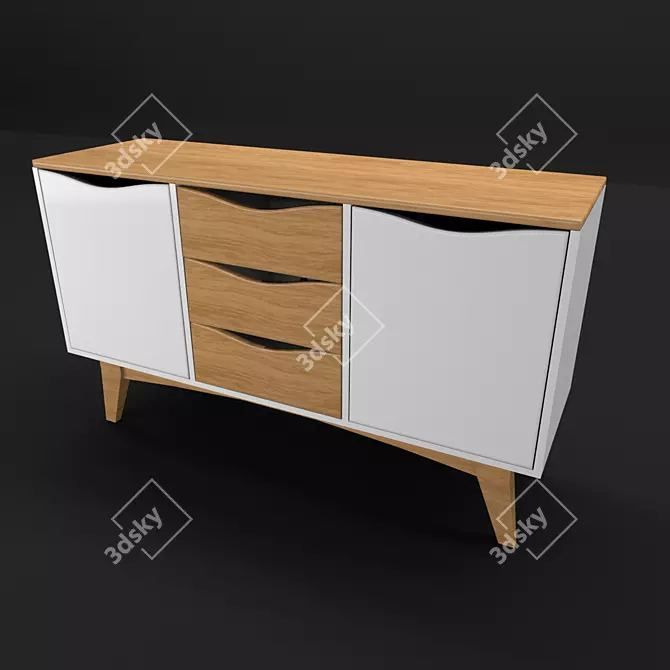 Elegant Wood & Glass Console 3D model image 1