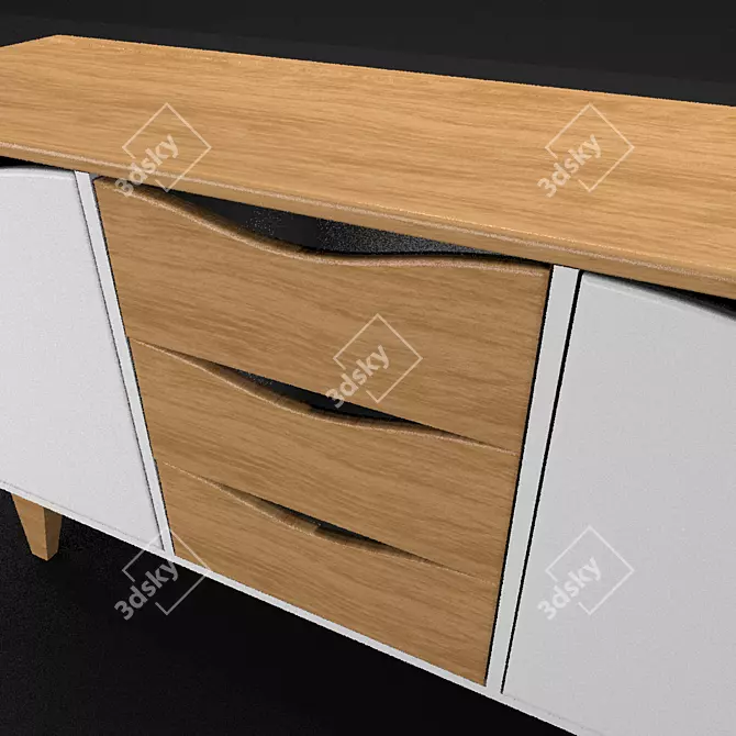 Elegant Wood & Glass Console 3D model image 2