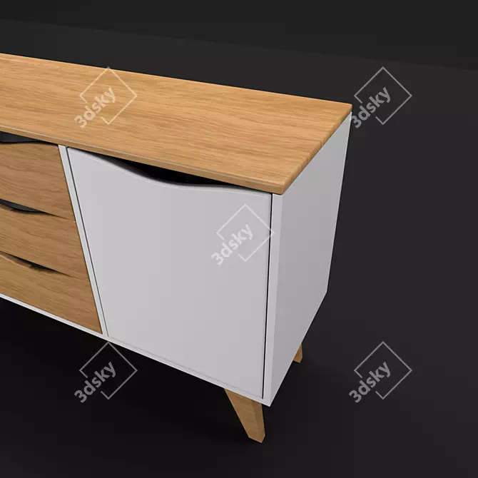 Elegant Wood & Glass Console 3D model image 3