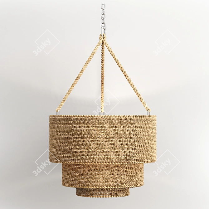 Rustic Woven Pendant Light 3D model image 1