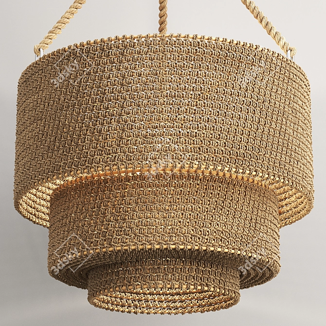 Rustic Woven Pendant Light 3D model image 2