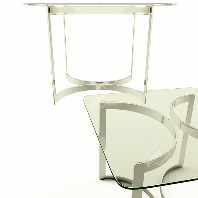 Sleek Chrome & Glass Dining Table 3D model image 1