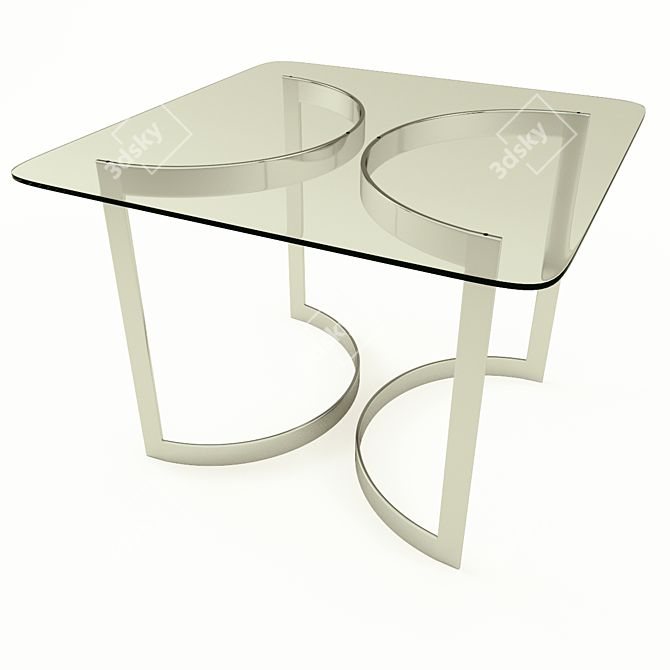 Sleek Chrome & Glass Dining Table 3D model image 3