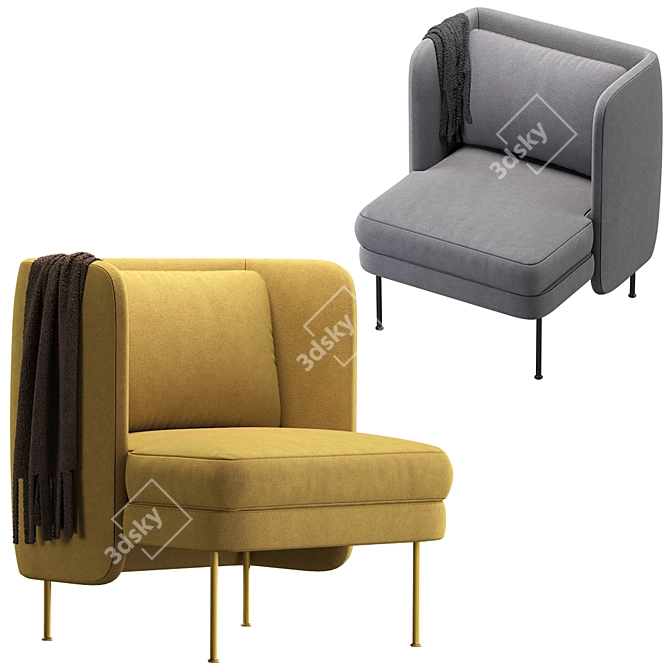 Luxurious Velvet Lounge Armchair 3D model image 1