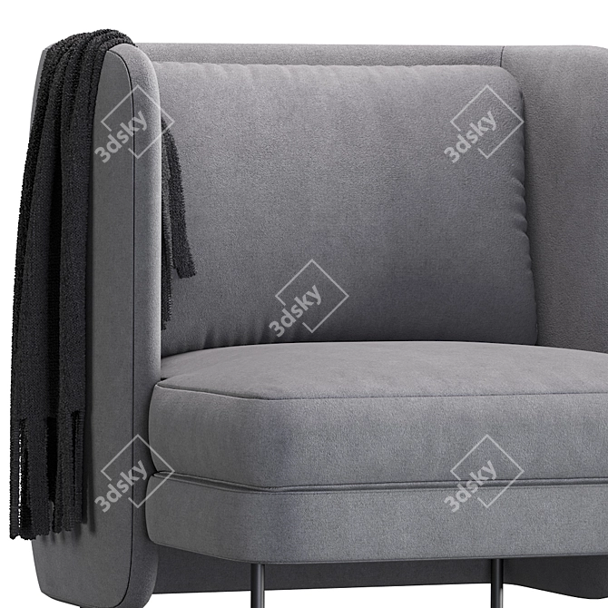 Luxurious Velvet Lounge Armchair 3D model image 2