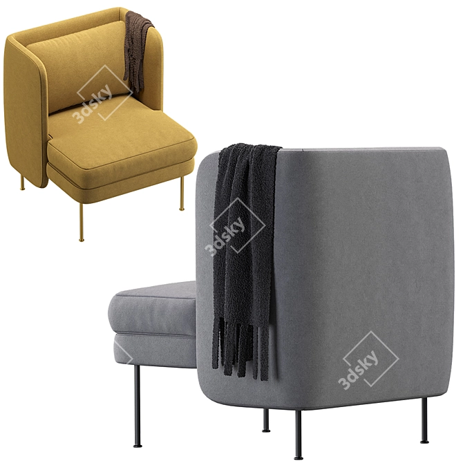 Luxurious Velvet Lounge Armchair 3D model image 3