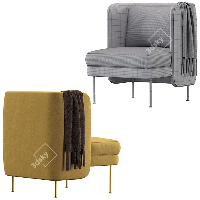 Luxurious Velvet Lounge Armchair 3D model image 5