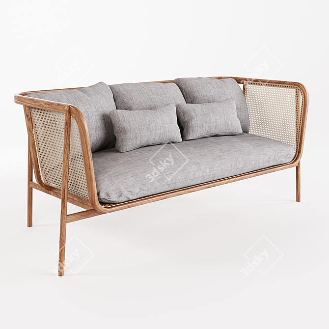 Rattan Cane Sofa: Elegant and Game Ready 3D model image 1