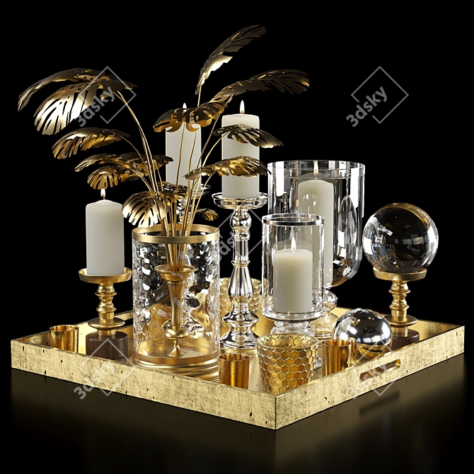 Elegant Candleholder Set: Coffee Table & Ottoman Décor 3D model image 1