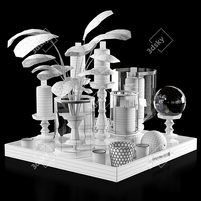 Elegant Candleholder Set: Coffee Table & Ottoman Décor 3D model image 2