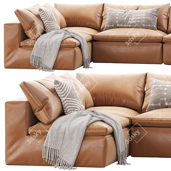 Truman Large Tan Leather Corner Section 3D model image 3