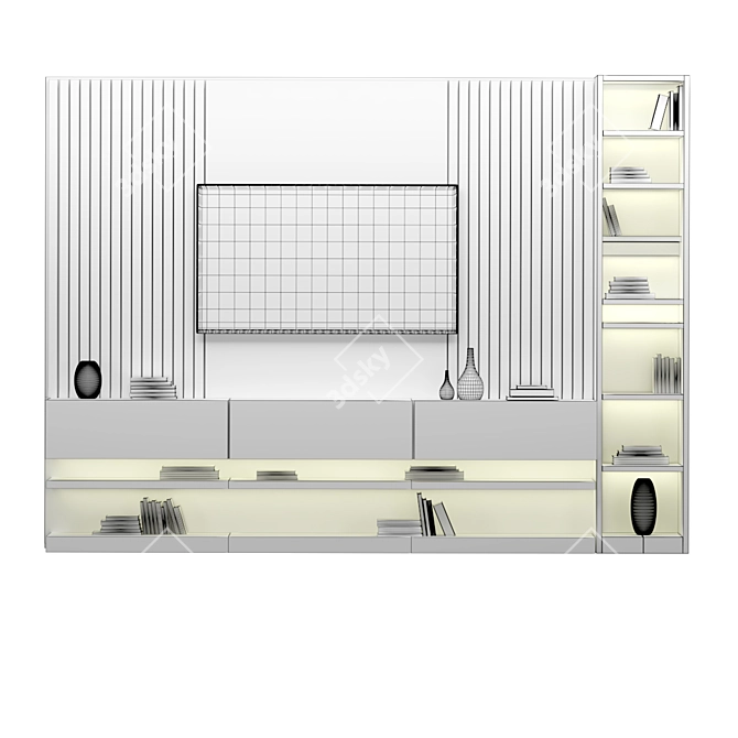 Modern Wall-Mounted TV Stand 3D model image 3