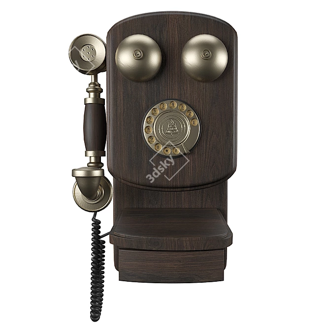 Retro Wall Phone 3D model image 1