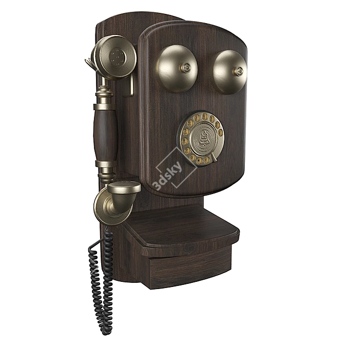 Retro Wall Phone 3D model image 2