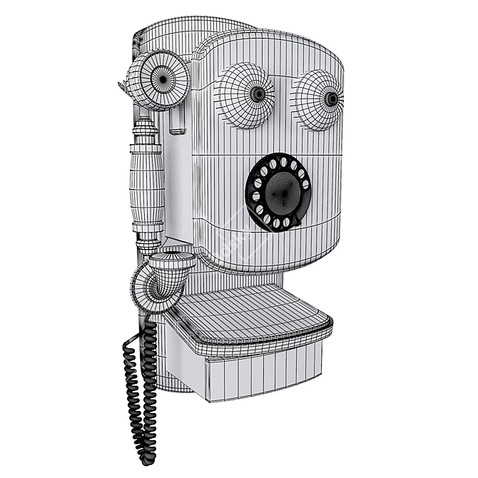 Retro Wall Phone 3D model image 5