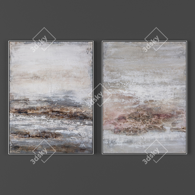 Modern Abstract Painting Set 3D model image 1