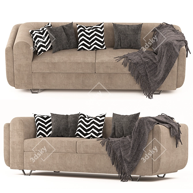 Elegant Eileen Velvet Sofa 3D model image 1