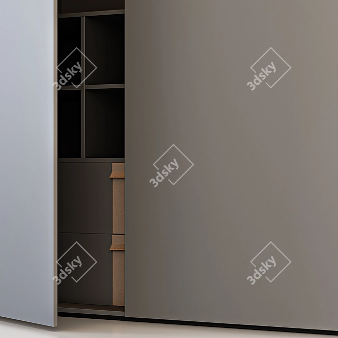 Italian Style 3-Part Wardrobe 3D model image 2