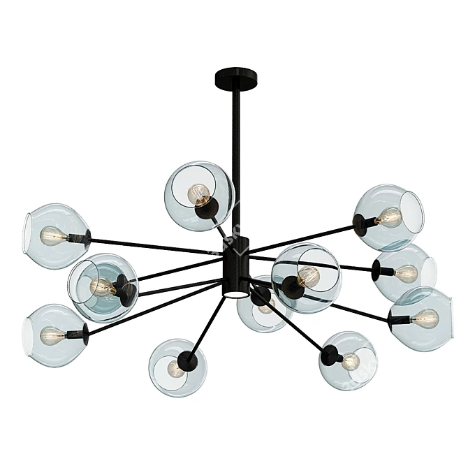 Scandinavian Glass Chandelier 3D model image 1