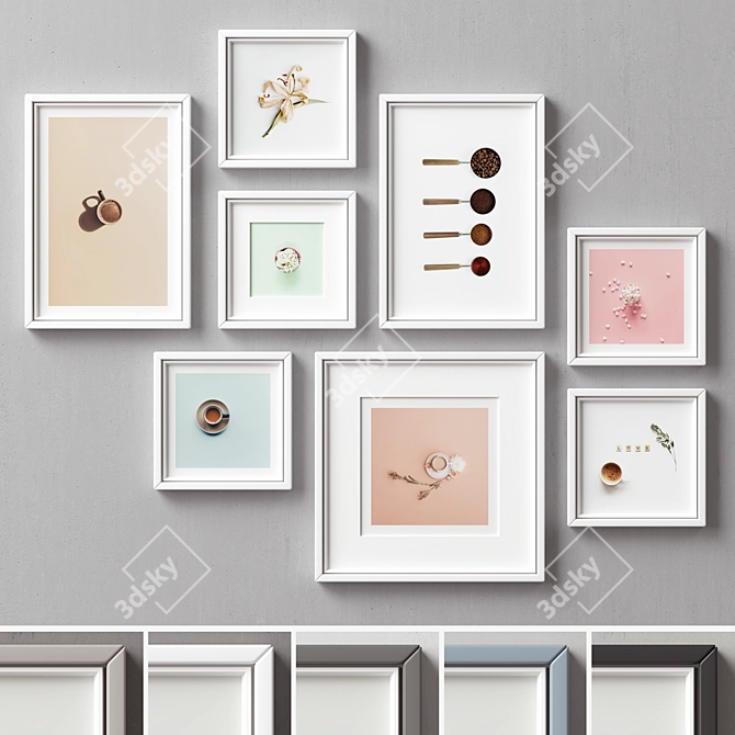 Multi-Color Picture Frames Set 3D model image 3