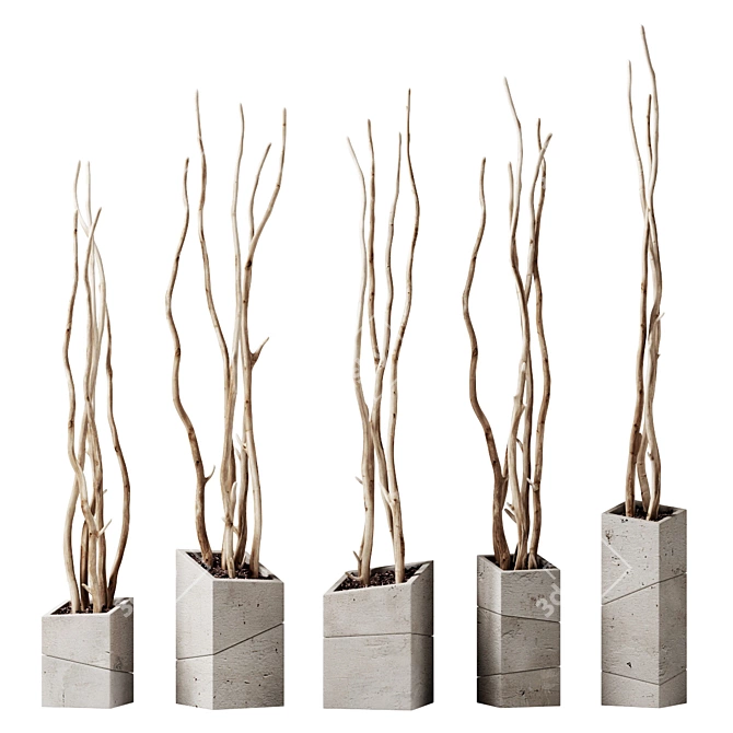Sleek Branch Vase Decor 3D model image 1