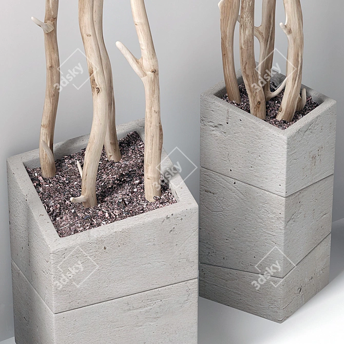 Sleek Branch Vase Decor 3D model image 2