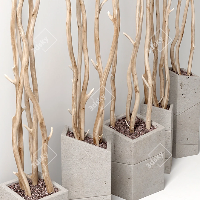 Sleek Branch Vase Decor 3D model image 3