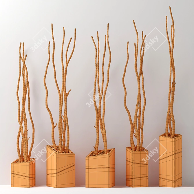 Sleek Branch Vase Decor 3D model image 5