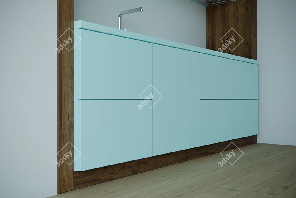 Detailed Kitchen: PVC Coated with Textured Finish 3D model image 2