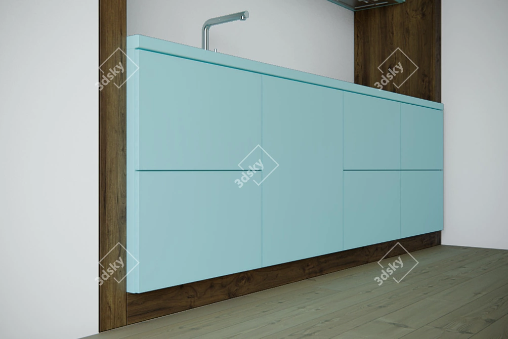 Detailed Kitchen: PVC Coated with Textured Finish 3D model image 5