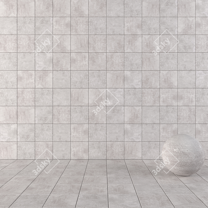 Stylish Ares Grey Concrete Tiles 3D model image 1