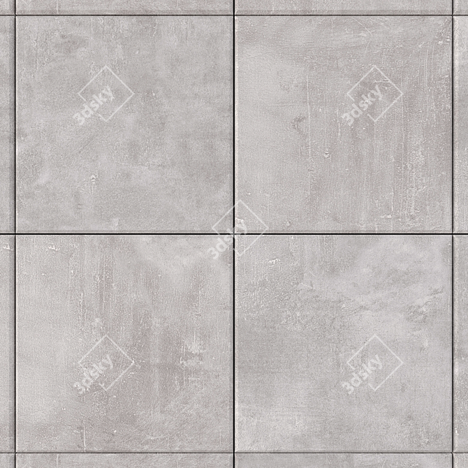 Stylish Ares Grey Concrete Tiles 3D model image 2