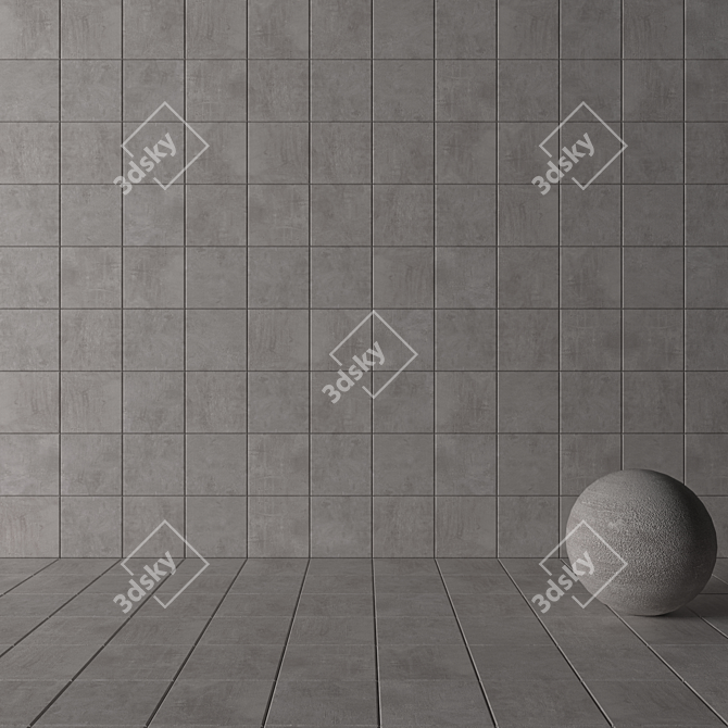 Stylish Ares Grey Concrete Tiles 3D model image 3