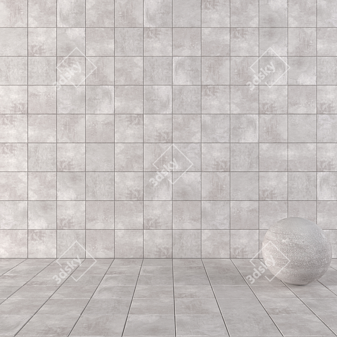 Ares Grey Concrete Wall Tiles 3D model image 1