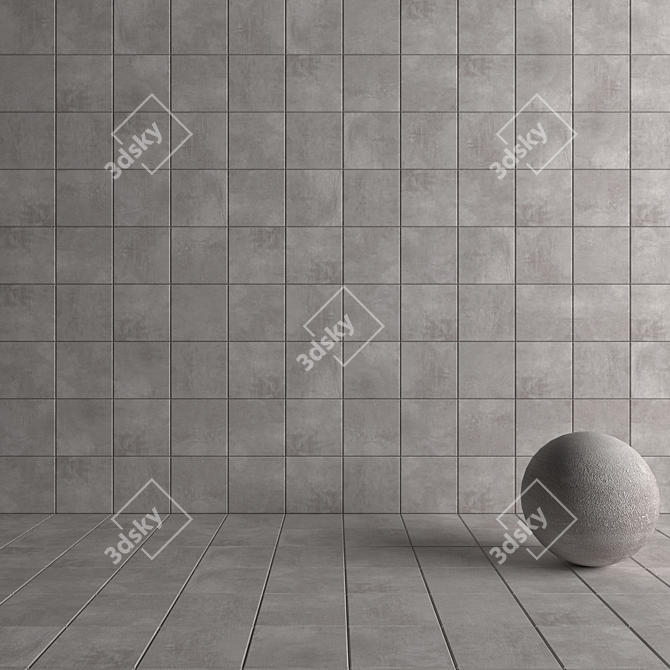 Ares Grey Concrete Wall Tiles 3D model image 4