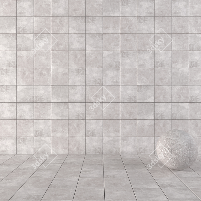 Ares Gray Concrete Wall Tiles 3D model image 1