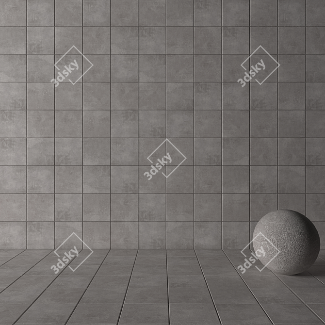 Ares Gray Concrete Wall Tiles 3D model image 3