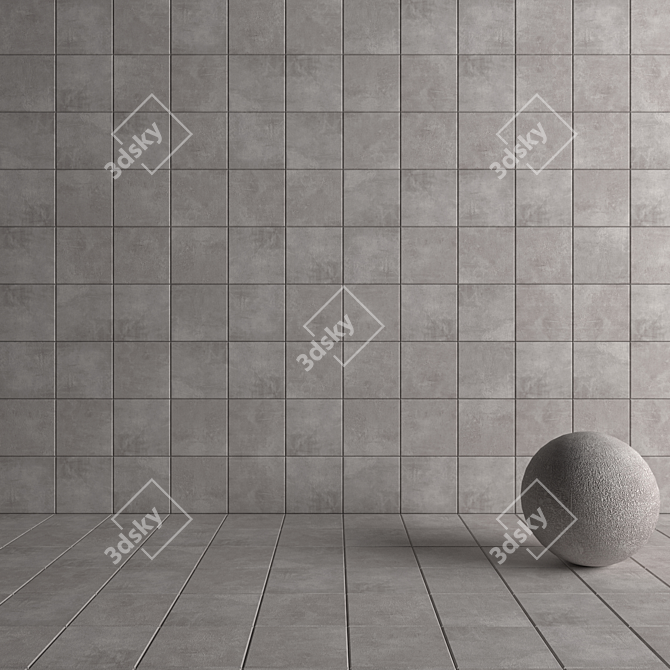 Ares Gray Concrete Wall Tiles 3D model image 4