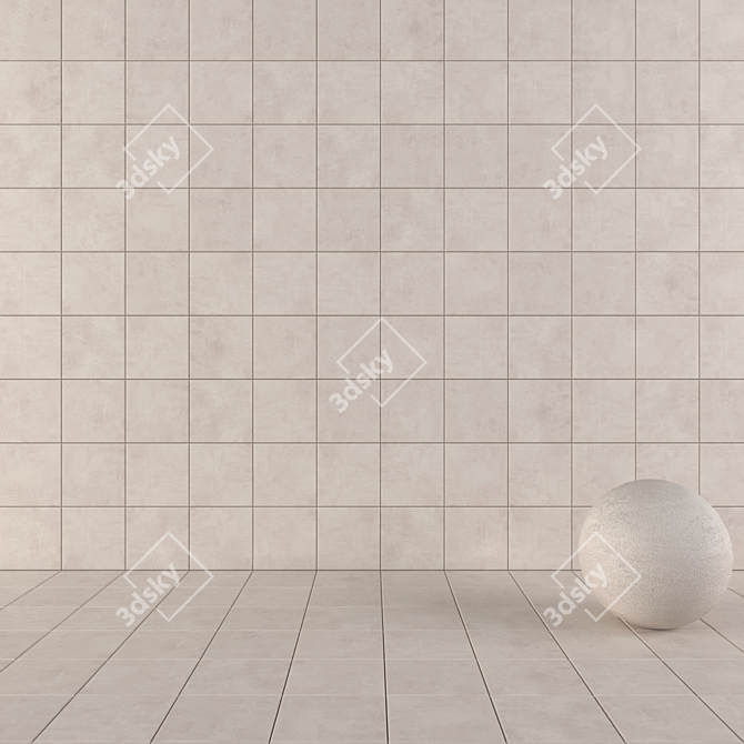 Ares Ivory Concrete Wall Tiles 3D model image 1